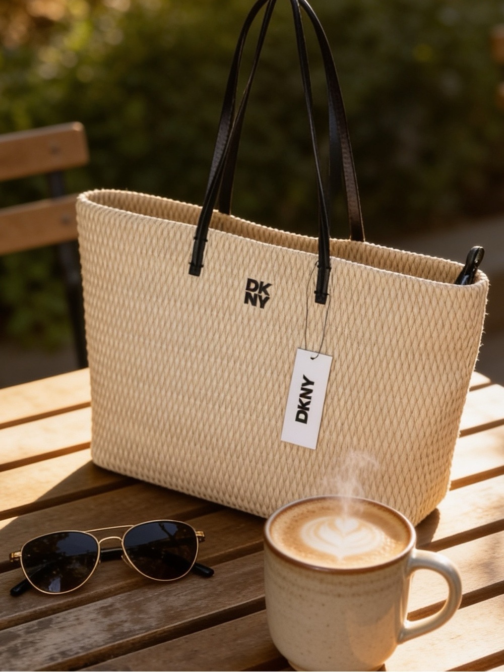 DKNY NWT Penny Tote,quilted,clean,modern bag,
style & structure,light khaki,logo